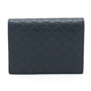 Gucci Micro Guccissima Wallet Case Leather Navy Blue